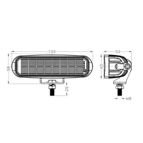16W LED Work Light Rectangular 1600LM