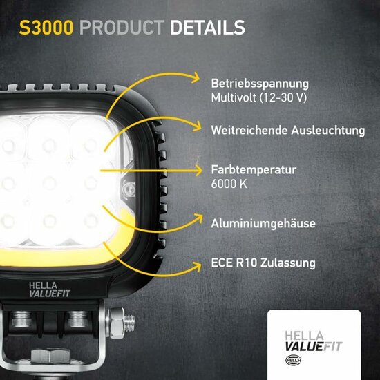 Hella S3000 2.0 LED Driving Light 3000 lm 12-24V | 1GA 357 109-041