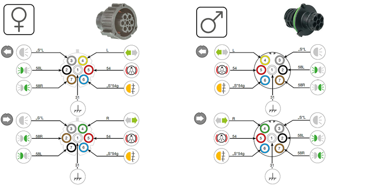 AMP 7-pin male connector taillight