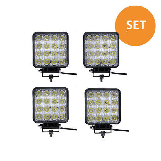 Value pack 4x 48W LED Work Lamp Square Budget