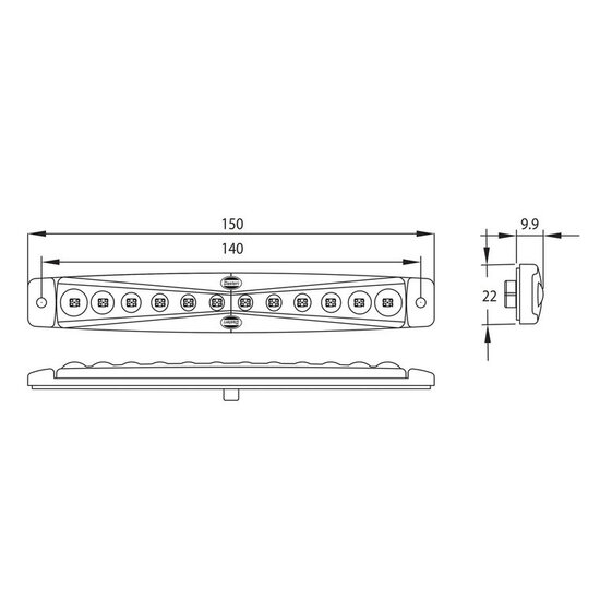 LED Zijmarkering Oranje Lang 12V