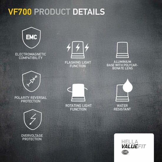 Hella VF700 LED Beacon Orange 12-24 V