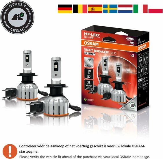 Osram Night Breaker LED Start H7 Street Legal Set | +230%
