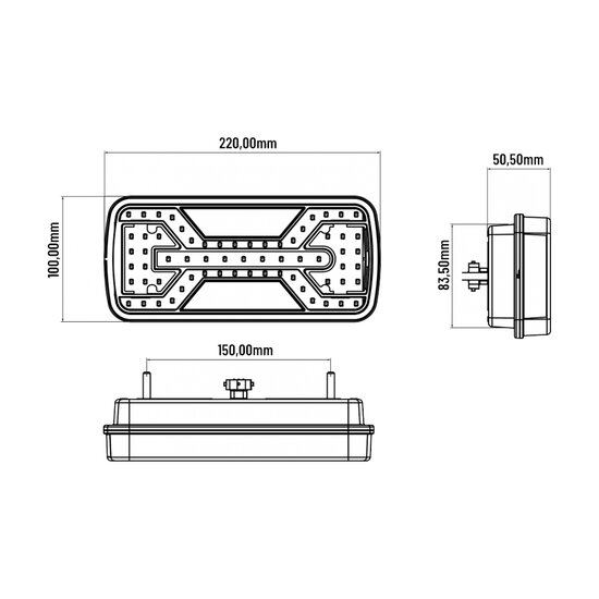 X-Spider LED Achterlicht +Mistlicht | Kentekenverlichting | Links