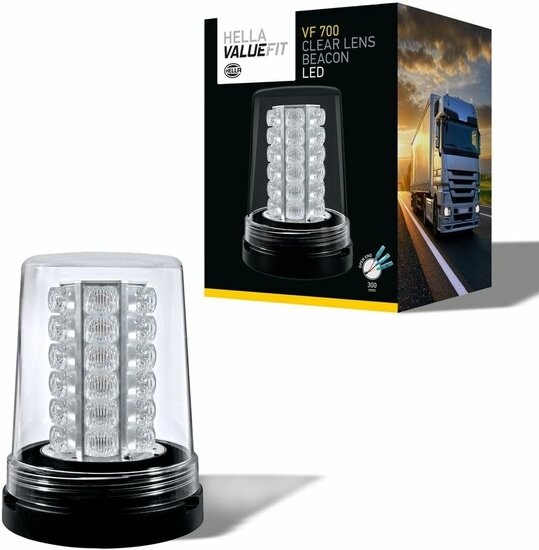 Hella VF700 LED Beacon Orange 12-24 V | Clear Lens