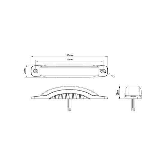 LED Warning Light Orange 12-24V | 180 Degrees | 16-LED