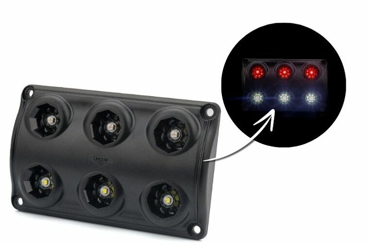 Horpol LED Interior Lamp Black 12-24V | White + Red