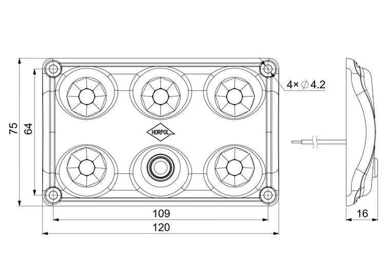Horpol LED Interior Lamp Black 12-24V | With Switch