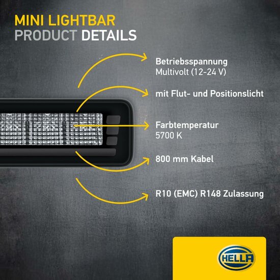HELLA Black Magic Edgeless Pro Mini 7 inch LED Lightbar | 2,125 lumens
