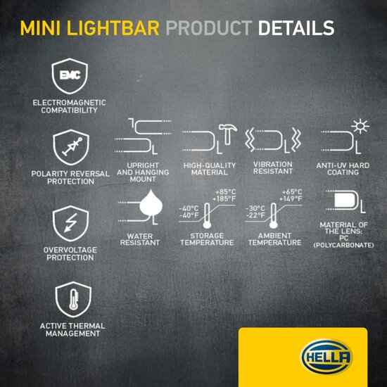 HELLA Black Magic Edgeless Pro Mini 7 inch LED Lightbar | 2,125 lumens