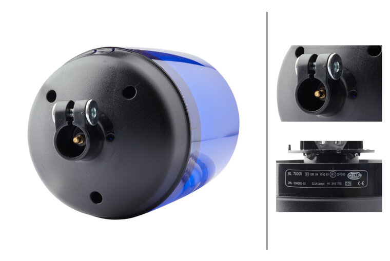 HELLA KL7000 24V Blue Revolving Beacon | pipe mount
