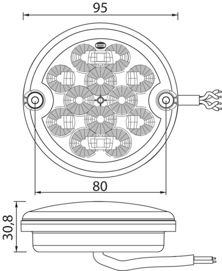 3-Function Rear Lamp Round &Oslash;95mm