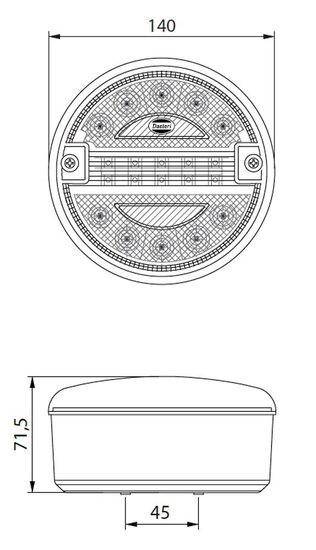 2-Function Rear LED Lamp Round &Oslash;140mm