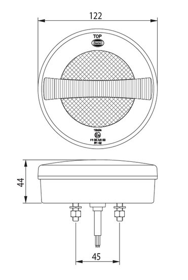 LED Rear Light 3 Functions Round &Oslash;122mm
