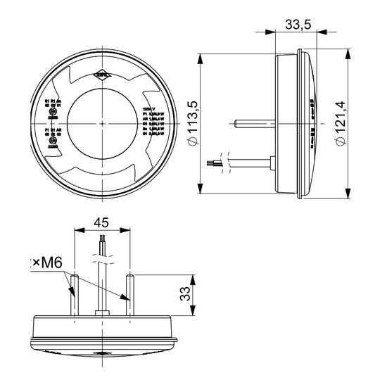 Horpol LED Rear Lamp Lucy Round &Oslash;122mm | LZD 2424