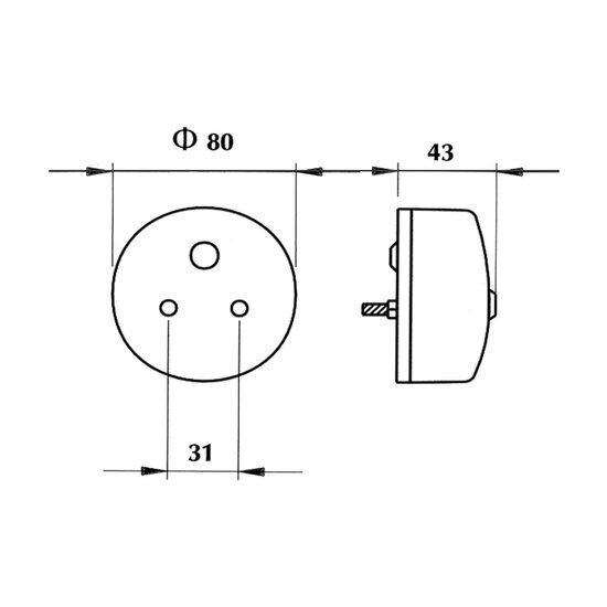 Dasteri Rear Light 3-Function Round &Oslash;80mm | 8080/21