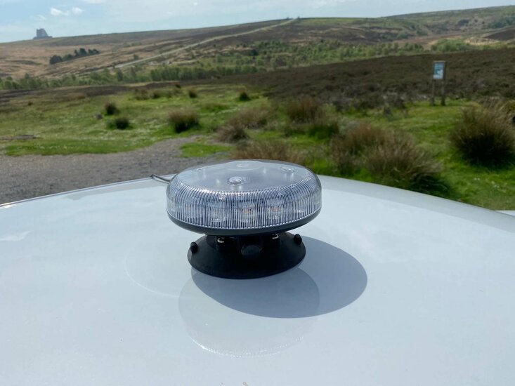 Redtronic Tornado B47 Amber LED Beacon | Clear Lens with Suction Mount