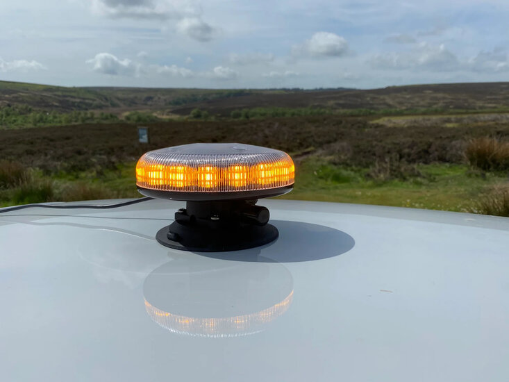 Redtronic Tornado B47 Amber LED Beacon | Clear Lens with Suction Mount