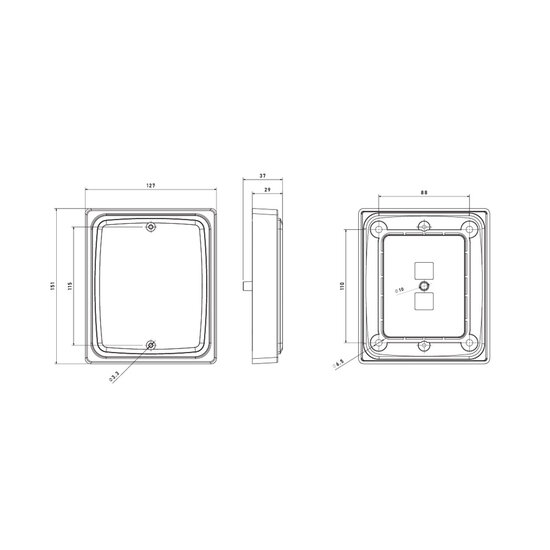 Fristom FT-324 LED Rear Lamp | 3-Functions | Including Frame