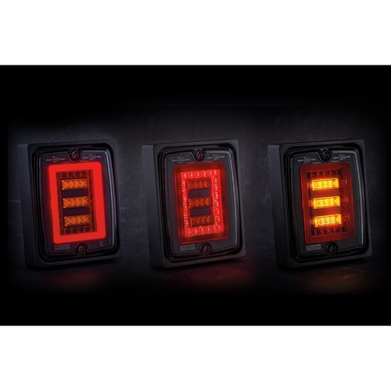 Fristom LED Block Rear Light Set Dark Look | 3 Functions 12-30V