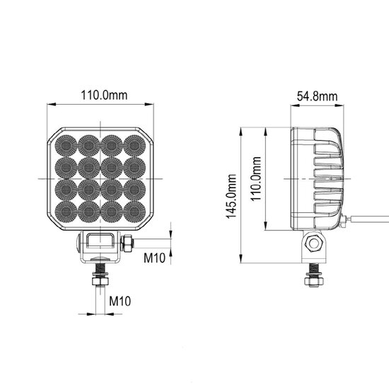 LED Work Light 11 &times; 11 cm | 9,600 lumens