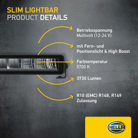 HELLA Black Magic Edgeless Pro 20 inch LED Lightbar | ECE High Beam