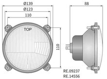 Headlamp Ø139x88 Incl 24V Bulbs
