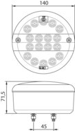 LED mistlamp rond 9-33V Rode Lens