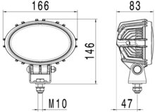 Hella Werklamp Oval 100 led 9-33V ThermoPro Rechts | 1GA 996 661-041