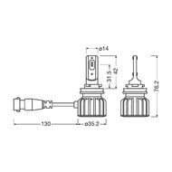 Osram HB4/HIR2 HL Bright LED Koplamp Set P22d/PX22d
