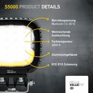 Hella S5000 2.0 LED Flood Light 5000 lm + White/Amber Position
