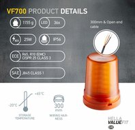 Hella VF700 LED Beacon Orange 12-24 V