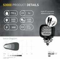 Hella S3000 2.0 LED Flood Light 3000 lm + White/Amber Position
