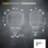 Hella S3000 2.0 LED Flood Light 3000 lm + White/Amber Position