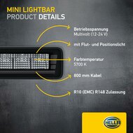 HELLA Black Magic Edgeless Pro Mini 7 inch LED Lightbar | 2,125 lumens