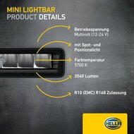 HELLA Black Magic Edgeless Pro Mini 7 inch LED Lightbar | 2,152 lumens
