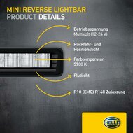 HELLA Black Magic Edgeless Pro Mini 7 inch Reversing Light | 500 lumens