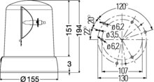 HELLA KL7000 12V blaue Rundumleuchte | Aufbau