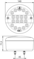 3-Functions Rear LED Rear Lamp Round &Oslash;140mm