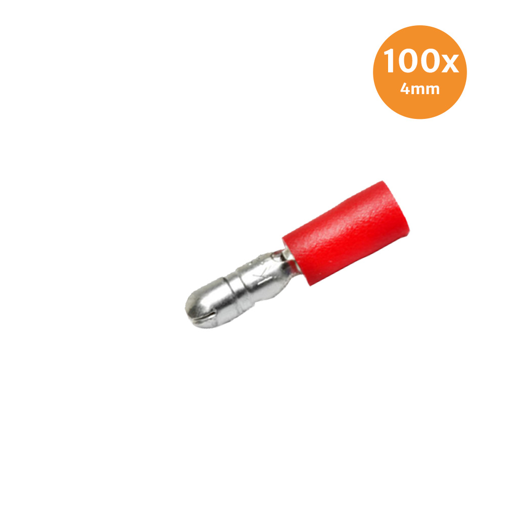 Rondsteker Ge&iuml;soleerd Rood 4mm (0,5-1,5mm) 100 Stuks