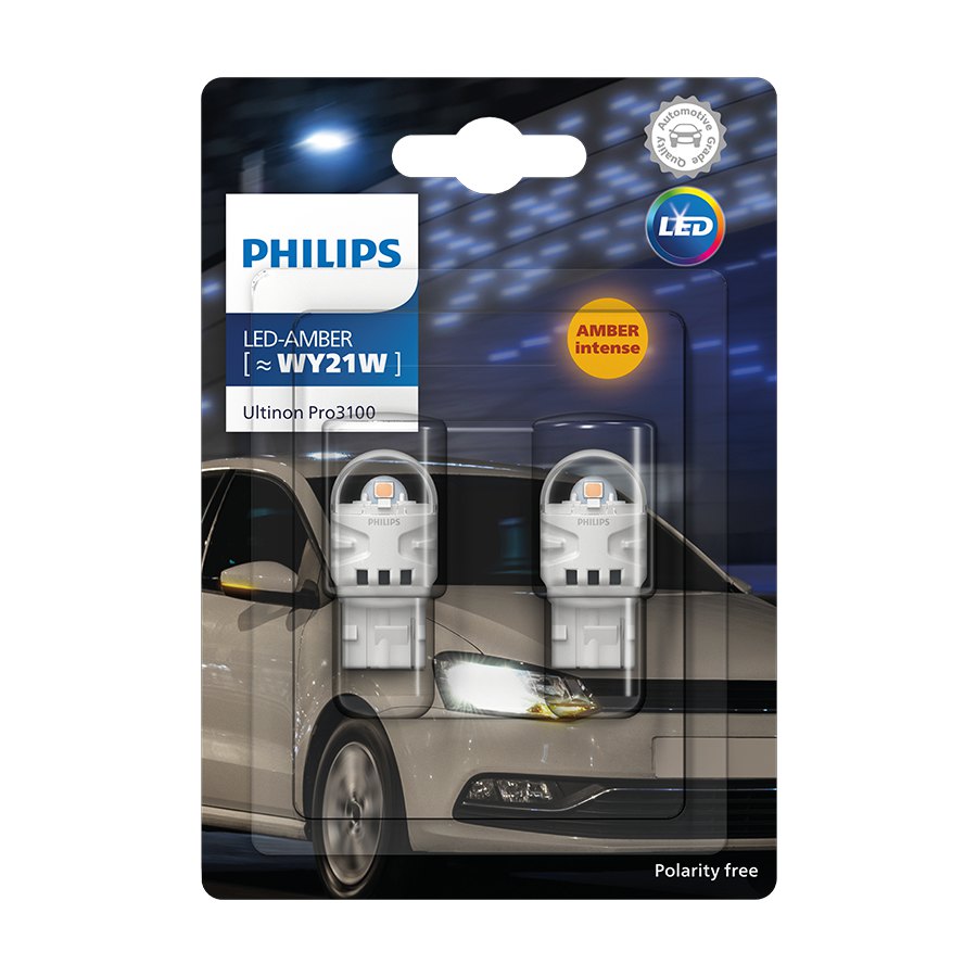 Philips WY21W LED Retrofit Orange 12V WX3x16d 2 Pieces