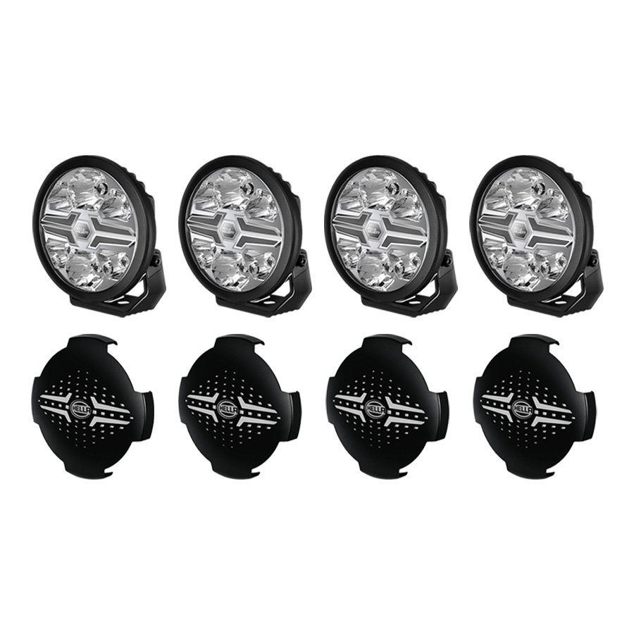 SET 4x Hella LED Verstraler Blade 7" Zwart + Beschermkappen