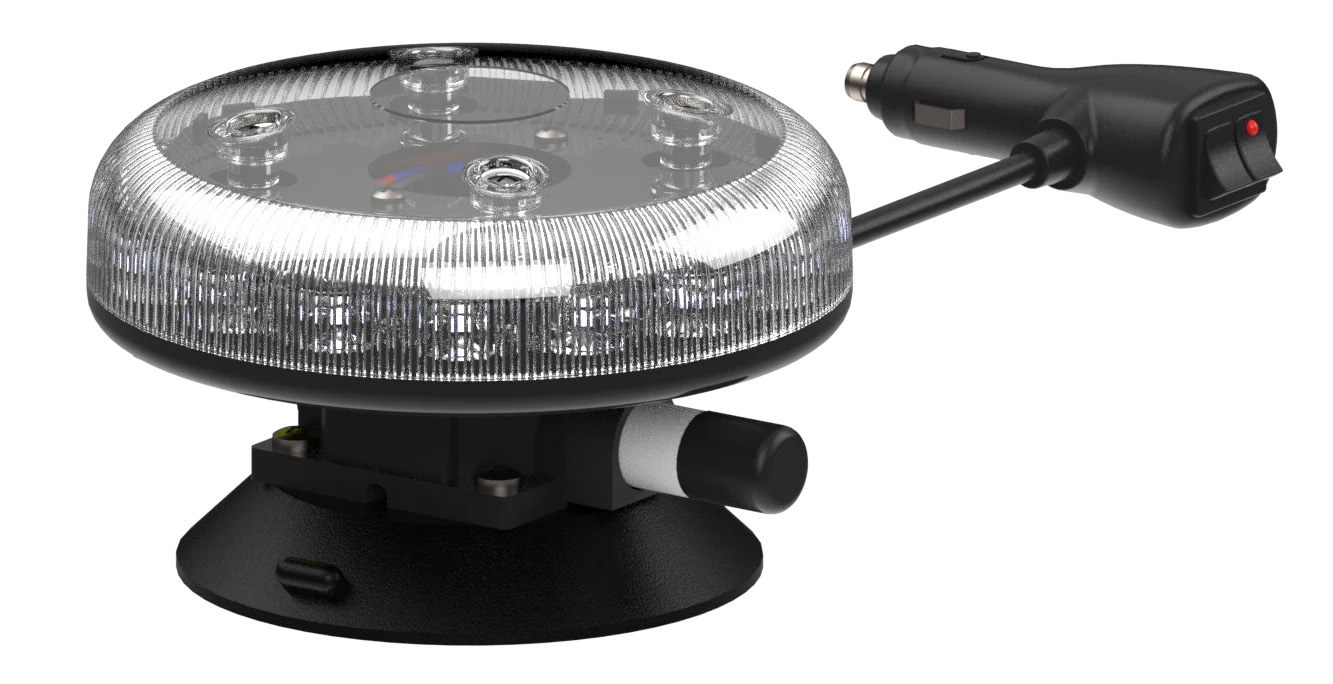 Redtronic Tornado B47 Amber LED Beacon | Clear Lens with Suction Mount