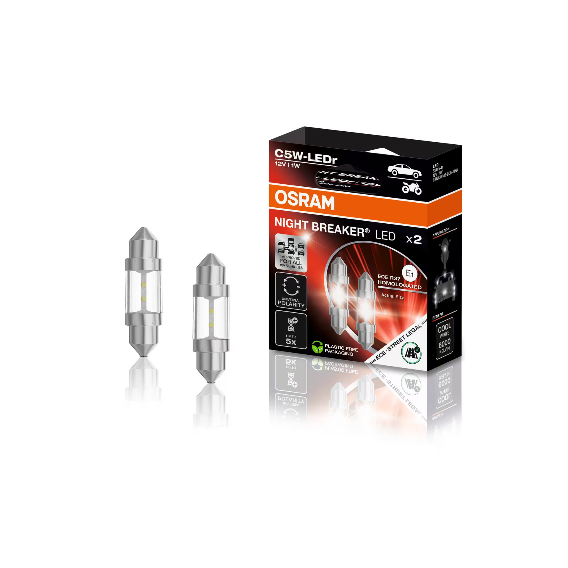 OSRAM NIGHT BREAKER LED C5W ECE SV8.5-8 LED Interior Bulb | 6000K
