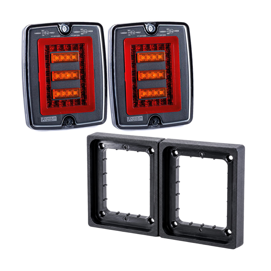Fristom LED Block Rear Light Set Dark Look | 3 Functions 12-30V