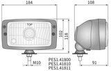 Headlamp, H4, 184x102x108, 24V_