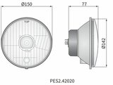 Headlamp H4 Ø150x77 Metal Housing_