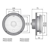 Headlamp H4 Ø166x75 hole pattern 106x106 12V_