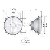 Headlamp H4 Ø139x75 4-bolts mounting_