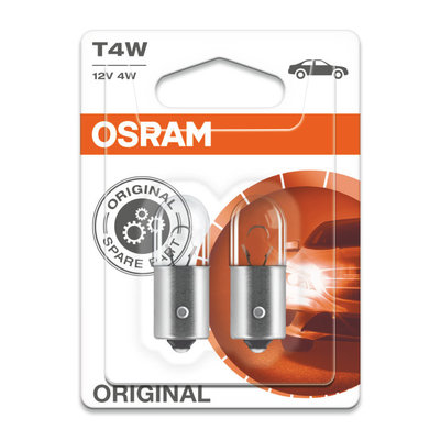 Osram T4W 12V Bulb BA9s Original Line 2 Pieces